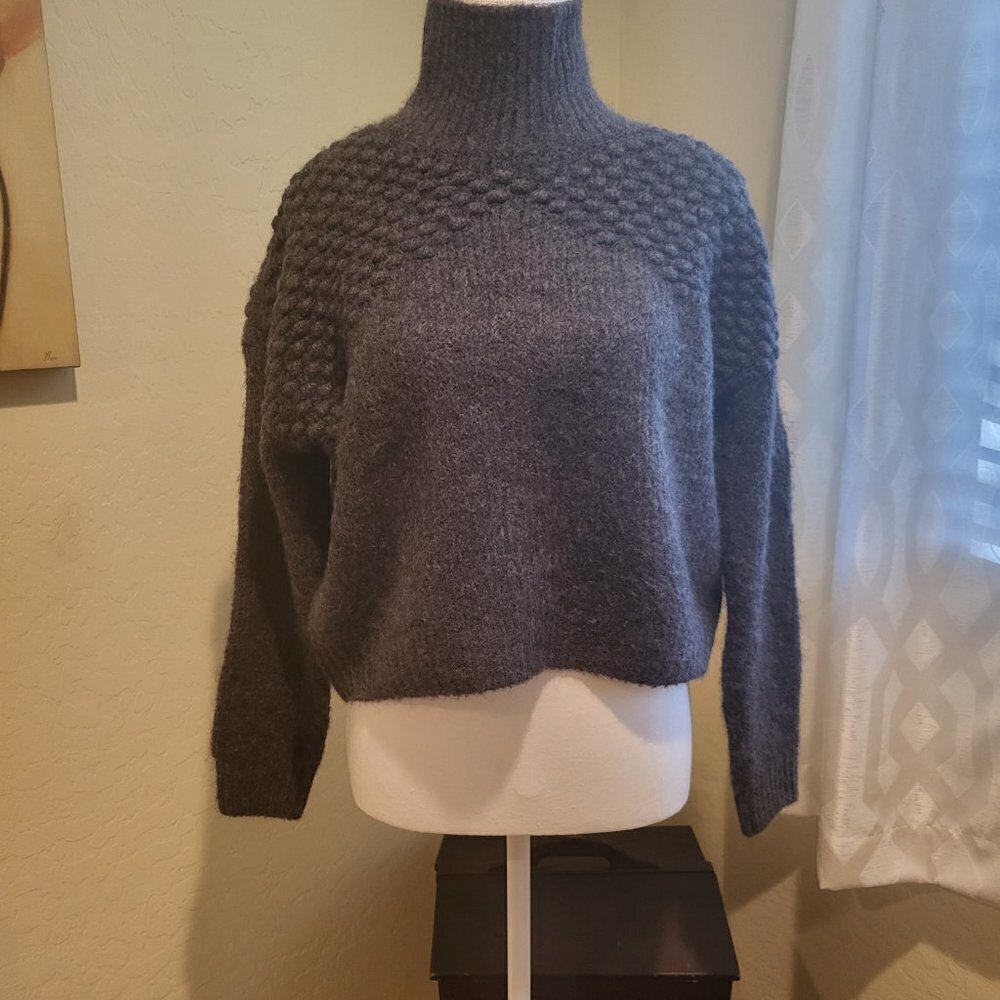NWOT Free People Women's Bradley Charcoal Heather Knitted Pullover Sweater Sz M - Picture 5 of 11